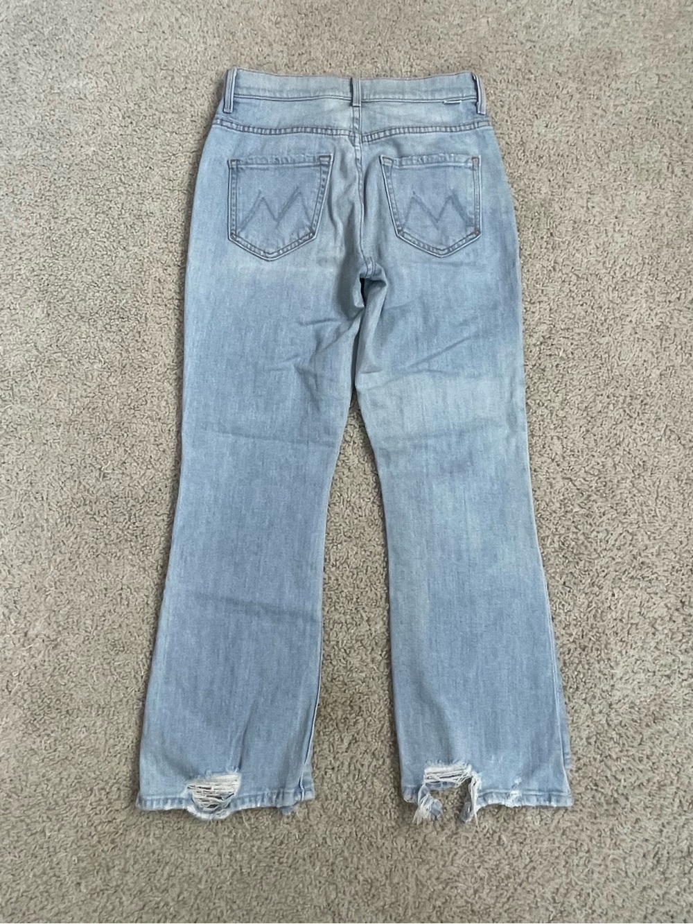 Women's MOTHER Light Blue Wash THE INSIDER CROP STEP CHEW High Rise JEANS 25 - Picture 3 of 8